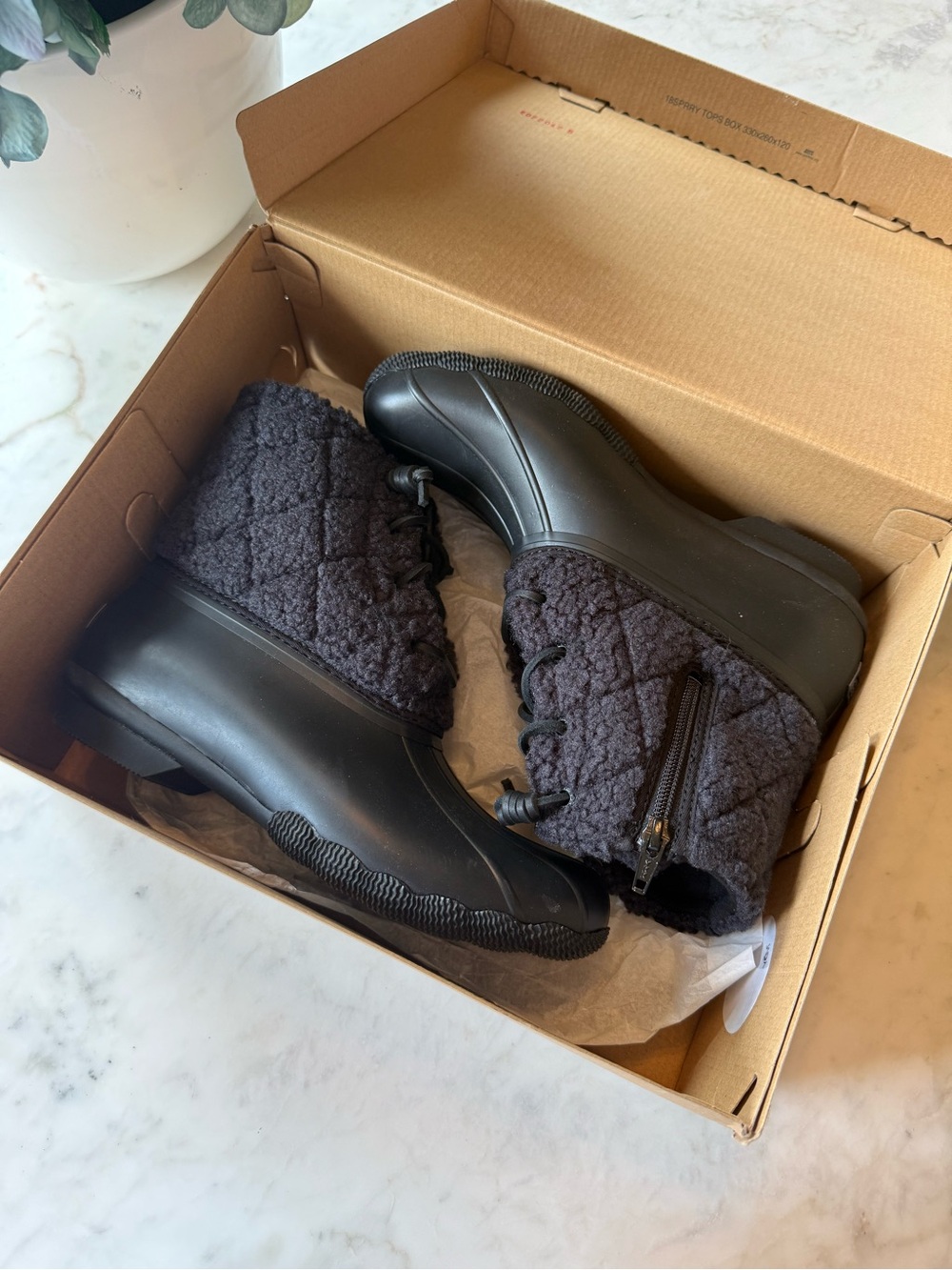 Sperry Women's Black Sherpa-Trim Waterproof Boot - Picture 2 of 7